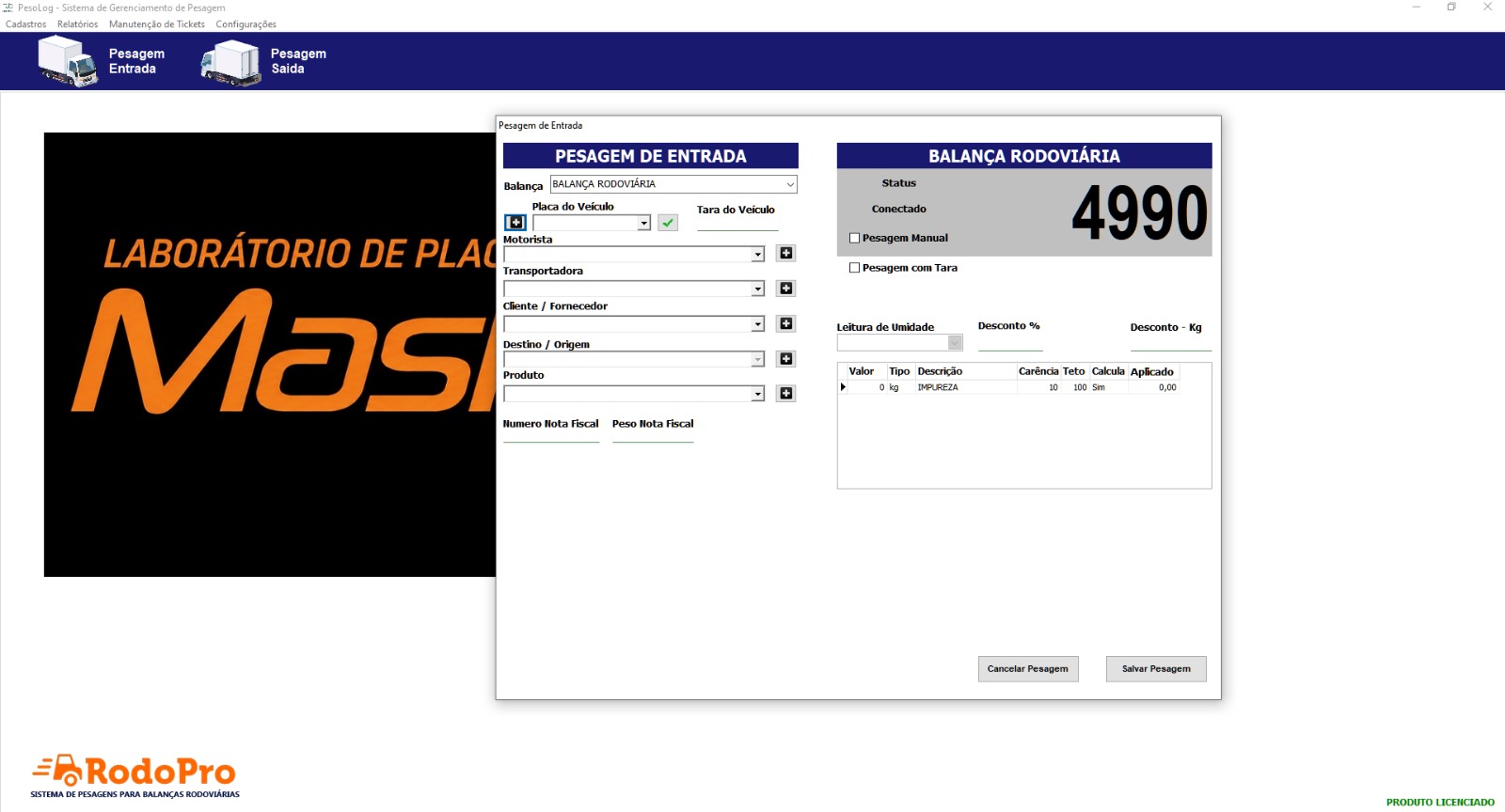Sistema de automação e controle de pesagem Mastertec